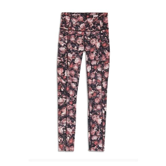lululemon Womens 4 Peony Multi Fast & Free Crop Leggings - Picture 1 of 7